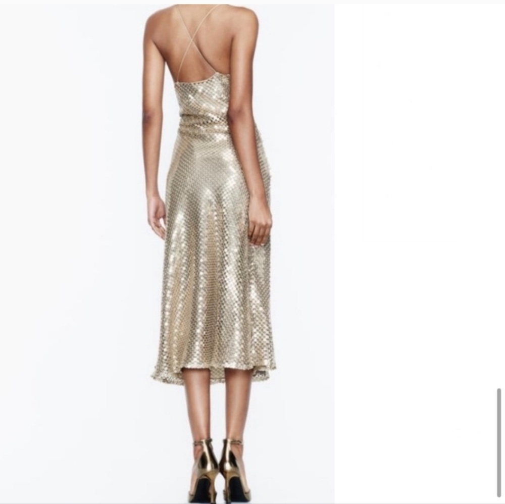 Zara gold mesh slip dress - Picture 12 of 16